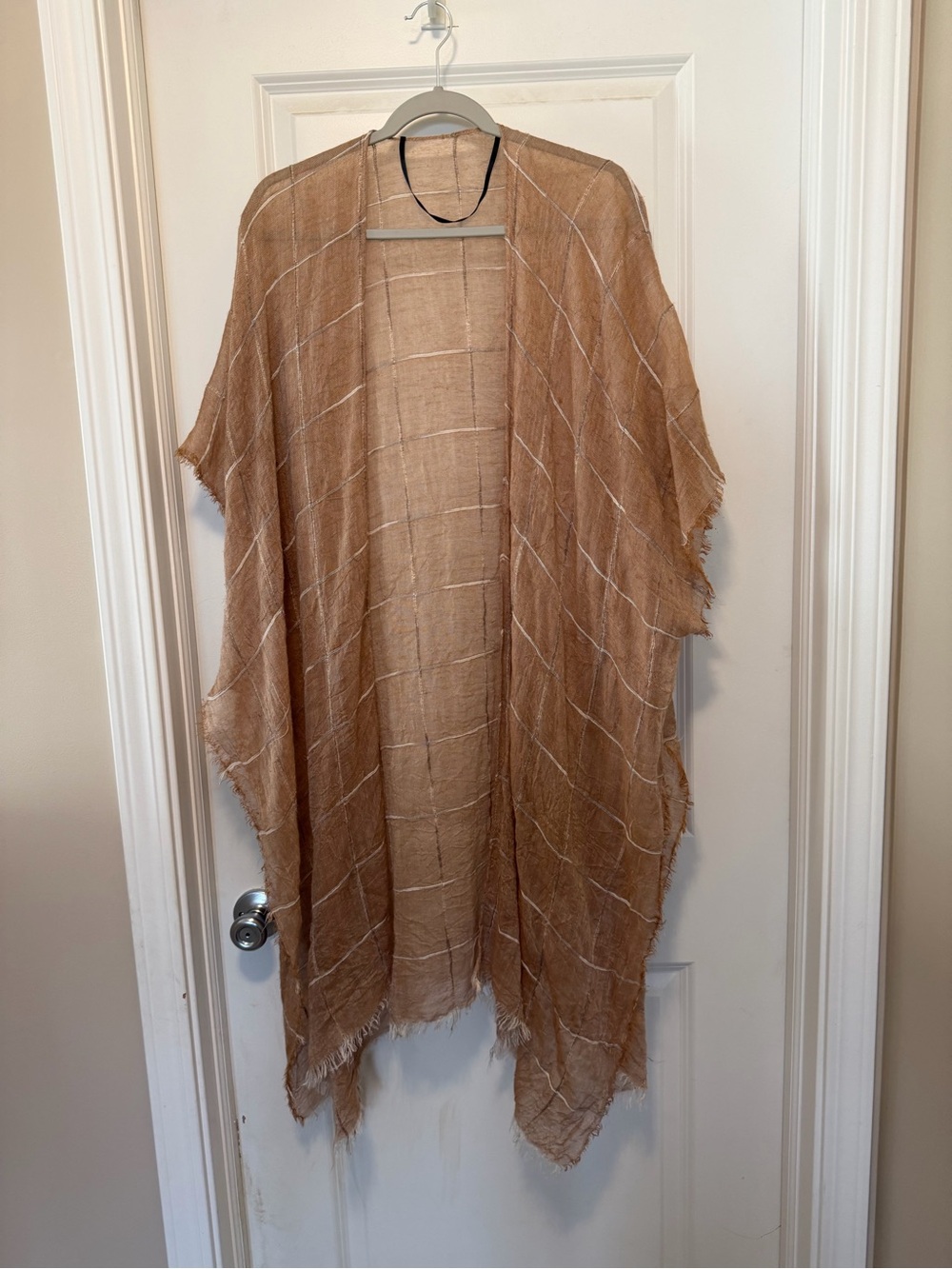 Lightweight Tan Open-Front Shawl - Home Accents